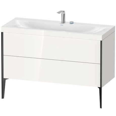 Duravit XViu 47" x 47" x 19" Two Drawer C-Bonded Floorstanding Vanity Kit With Two Tap Holes, White (XV4712EB222C)