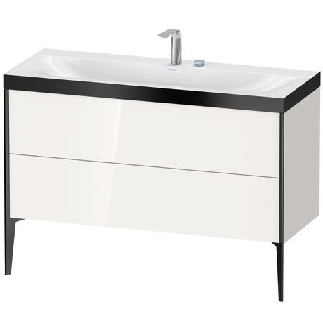 Duravit XViu 47" x 47" x 19" Two Drawer C-Bonded Floorstanding Vanity Kit With Two Tap Holes, White (XV4712EB222P)