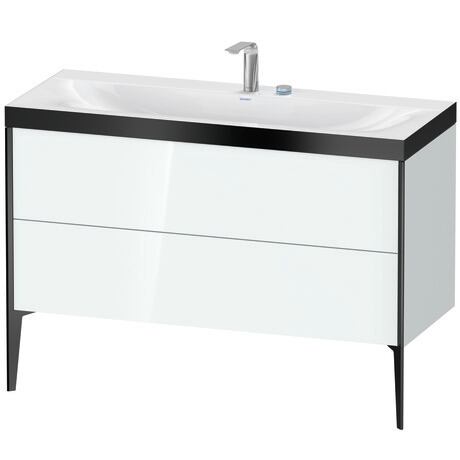 Duravit XViu 47" x 47" x 19" Two Drawer C-Bonded Floorstanding Vanity Kit With Two Tap Holes, White (XV4712EB285P)