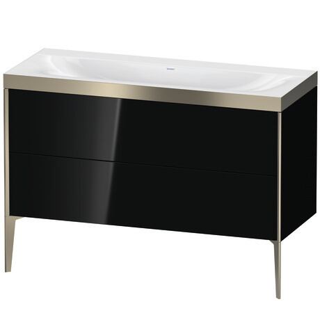 Duravit XViu 47" x 47" x 19" Two Drawer C-Bonded Floorstanding Vanity Kit Without Tap Hole, Black (XV4712NB140P)