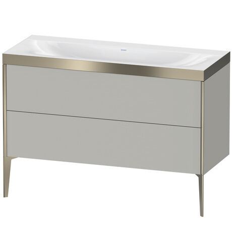 Duravit XViu 47" x 47" x 19" Two Drawer C-Bonded Floorstanding Vanity Kit Without Tap Hole, Concrete Gray (XV4712NB107P)