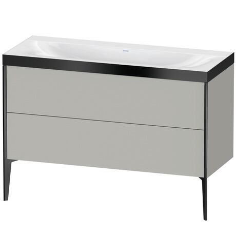 Duravit XViu 47" x 47" x 19" Two Drawer C-Bonded Floorstanding Vanity Kit Without Tap Hole, Concrete Gray (XV4712NB207P)