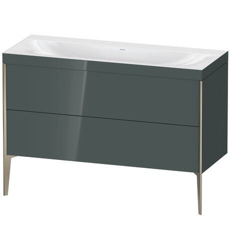 Duravit XViu 47" x 47" x 19" Two Drawer C-Bonded Floorstanding Vanity Kit Without Tap Hole, Dolomite Gray (XV4712NB138C)
