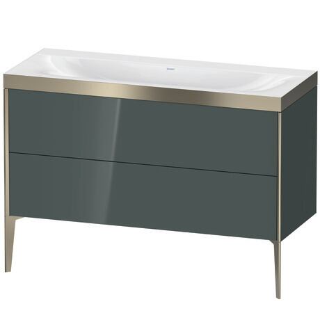 Duravit XViu 47" x 47" x 19" Two Drawer C-Bonded Floorstanding Vanity Kit Without Tap Hole, Dolomite Gray (XV4712NB138P)