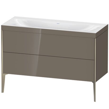 Duravit XViu 47" x 47" x 19" Two Drawer C-Bonded Floorstanding Vanity Kit Without Tap Hole, Flannel Gray (XV4712NB189C)