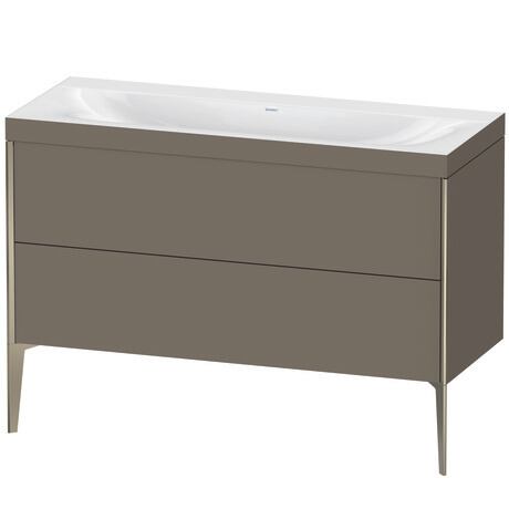 Duravit XViu 47" x 47" x 19" Two Drawer C-Bonded Floorstanding Vanity Kit Without Tap Hole, Flannel Gray (XV4712NB190C)