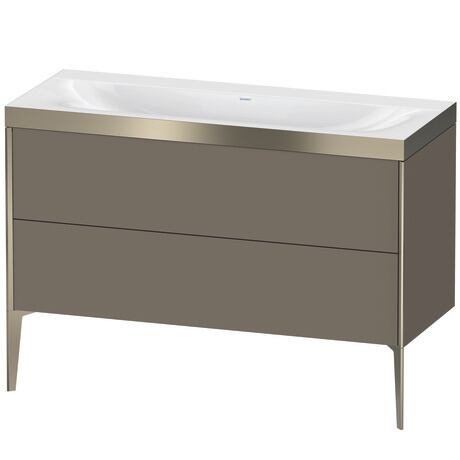 Duravit XViu 47" x 47" x 19" Two Drawer C-Bonded Floorstanding Vanity Kit Without Tap Hole, Flannel Gray (XV4712NB190P)