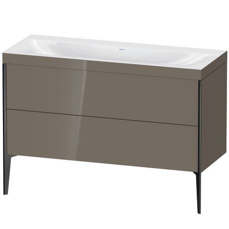 Duravit XViu 47" x 47" x 19" Two Drawer C-Bonded Floorstanding Vanity Kit Without Tap Hole, Flannel Gray (XV4712NB289C)
