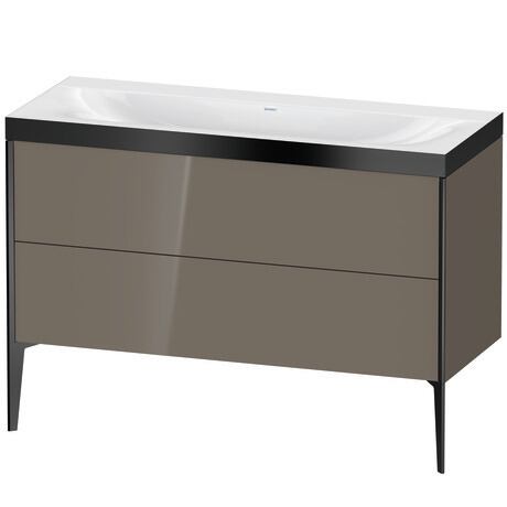 Duravit XViu 47" x 47" x 19" Two Drawer C-Bonded Floorstanding Vanity Kit Without Tap Hole, Flannel Gray (XV4712NB289P)