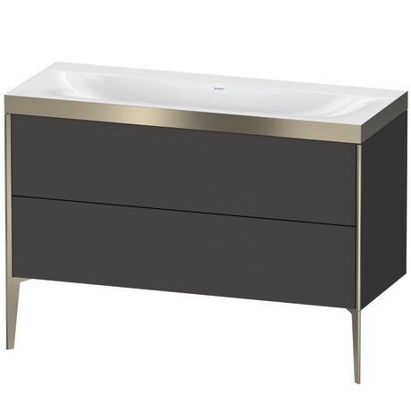 Duravit XViu 47" x 47" x 19" Two Drawer C-Bonded Floorstanding Vanity Kit Without Tap Hole, Graphite (XV4712NB180P)