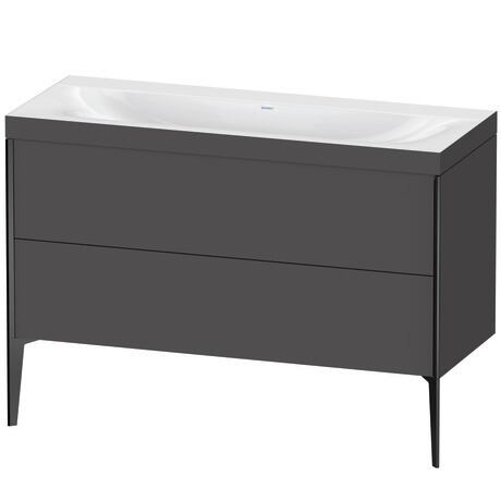 Duravit XViu 47" x 47" x 19" Two Drawer C-Bonded Floorstanding Vanity Kit Without Tap Hole, Graphite (XV4712NB249C)