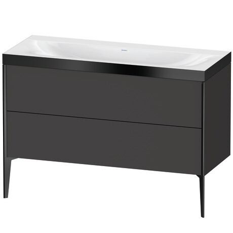 Duravit XViu 47" x 47" x 19" Two Drawer C-Bonded Floorstanding Vanity Kit Without Tap Hole, Graphite (XV4712NB280P)