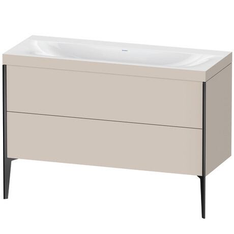 Duravit XViu 47" x 47" x 19" Two Drawer C-Bonded Floorstanding Vanity Kit Without Tap Hole, Taupe (XV4712NB291C)