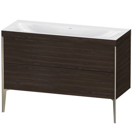 Duravit XViu 47" x 47" x 19" Two Drawer C-Bonded Floorstanding Vanity Kit Without Tap Hole, Walnut Brushed (XV4712NB169C)