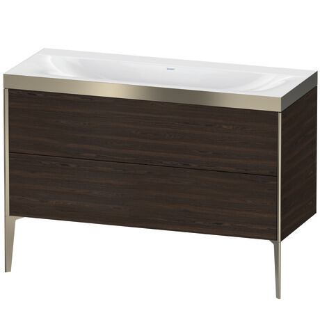 Duravit XViu 47" x 47" x 19" Two Drawer C-Bonded Floorstanding Vanity Kit Without Tap Hole, Walnut Brushed (XV4712NB169P)