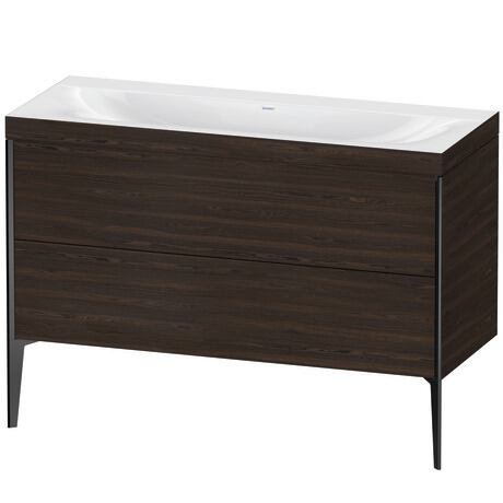 Duravit XViu 47" x 47" x 19" Two Drawer C-Bonded Floorstanding Vanity Kit Without Tap Hole, Walnut Brushed (XV4712NB269C)