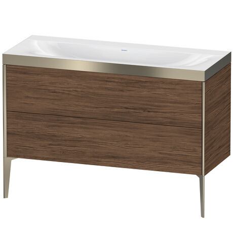 Duravit XViu 47" x 47" x 19" Two Drawer C-Bonded Floorstanding Vanity Kit Without Tap Hole, Walnut Dark (XV4712NB121P)