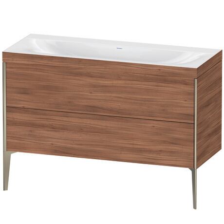 Duravit XViu 47" x 47" x 19" Two Drawer C-Bonded Floorstanding Vanity Kit Without Tap Hole, Walnut (XV4712NB179C)
