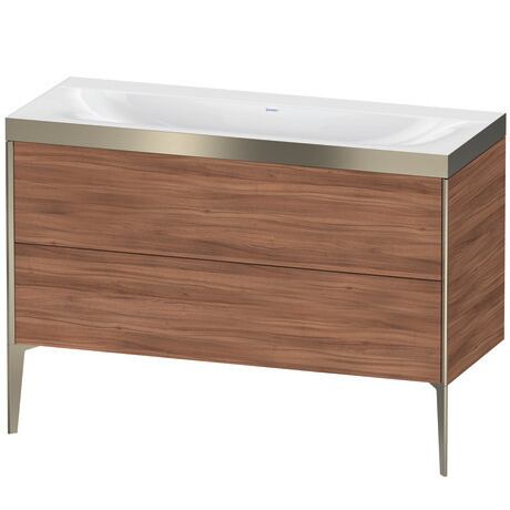 Duravit XViu 47" x 47" x 19" Two Drawer C-Bonded Floorstanding Vanity Kit Without Tap Hole, Walnut (XV4712NB179P)