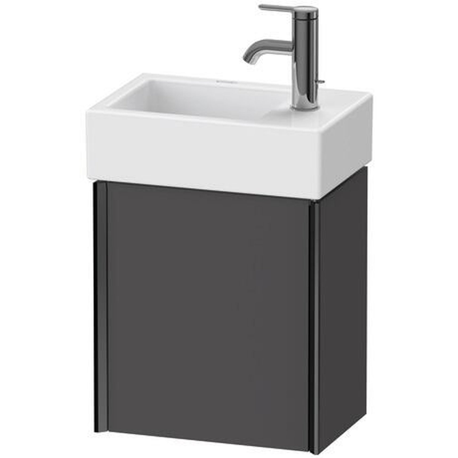 Duravit Xviu 14" x 16" x 9" One Door Wall-Mount Vanity Unit With Right Hinge, Graphite Matt (XV4230RB249)