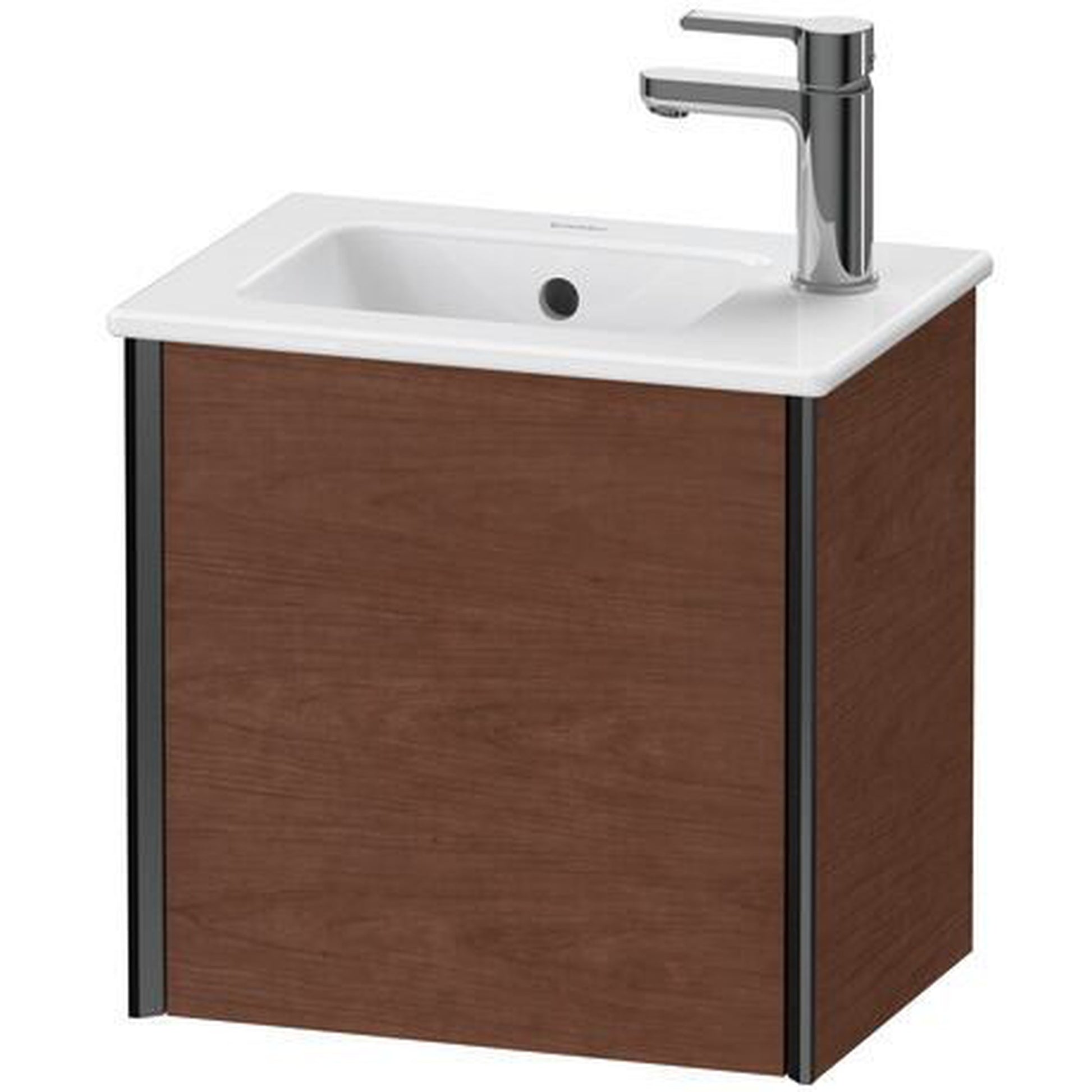 Duravit Xviu 16" x 16" x 11" One Door Wall-Mount Vanity Unit With Left Hinge, American Walnut (XV4024LB213)