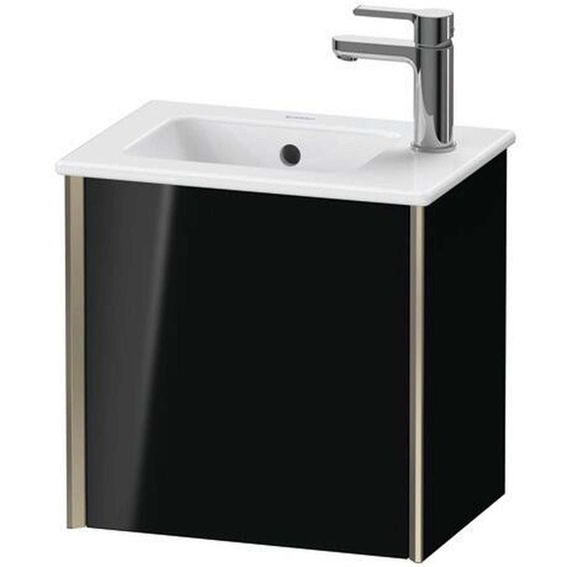 Duravit Xviu 16" x 16" x 11" One Door Wall-Mount Vanity Unit With Left Hinge, Black High Gloss Lacquer (XV4024LB140)
