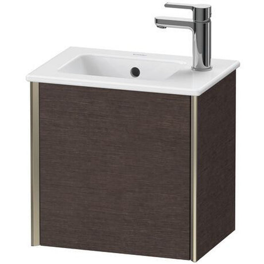 Duravit Xviu 16" x 16" x 11" One Door Wall-Mount Vanity Unit With Left Hinge, Brushed Dark Oak Real Wood Veneer (XV4024LB172)