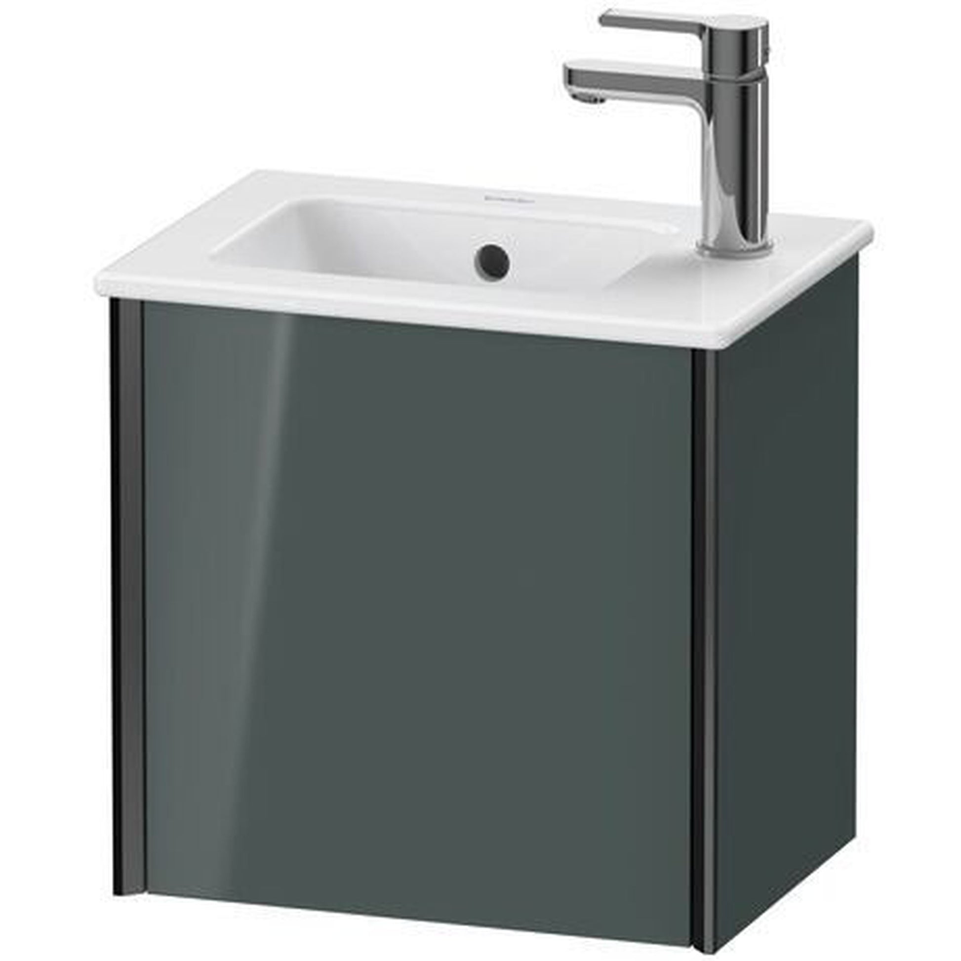 Duravit Xviu 16" x 16" x 11" One Door Wall-Mount Vanity Unit With Left Hinge, Dolomiti Grey High Gloss Lacquer (XV4024LB238)
