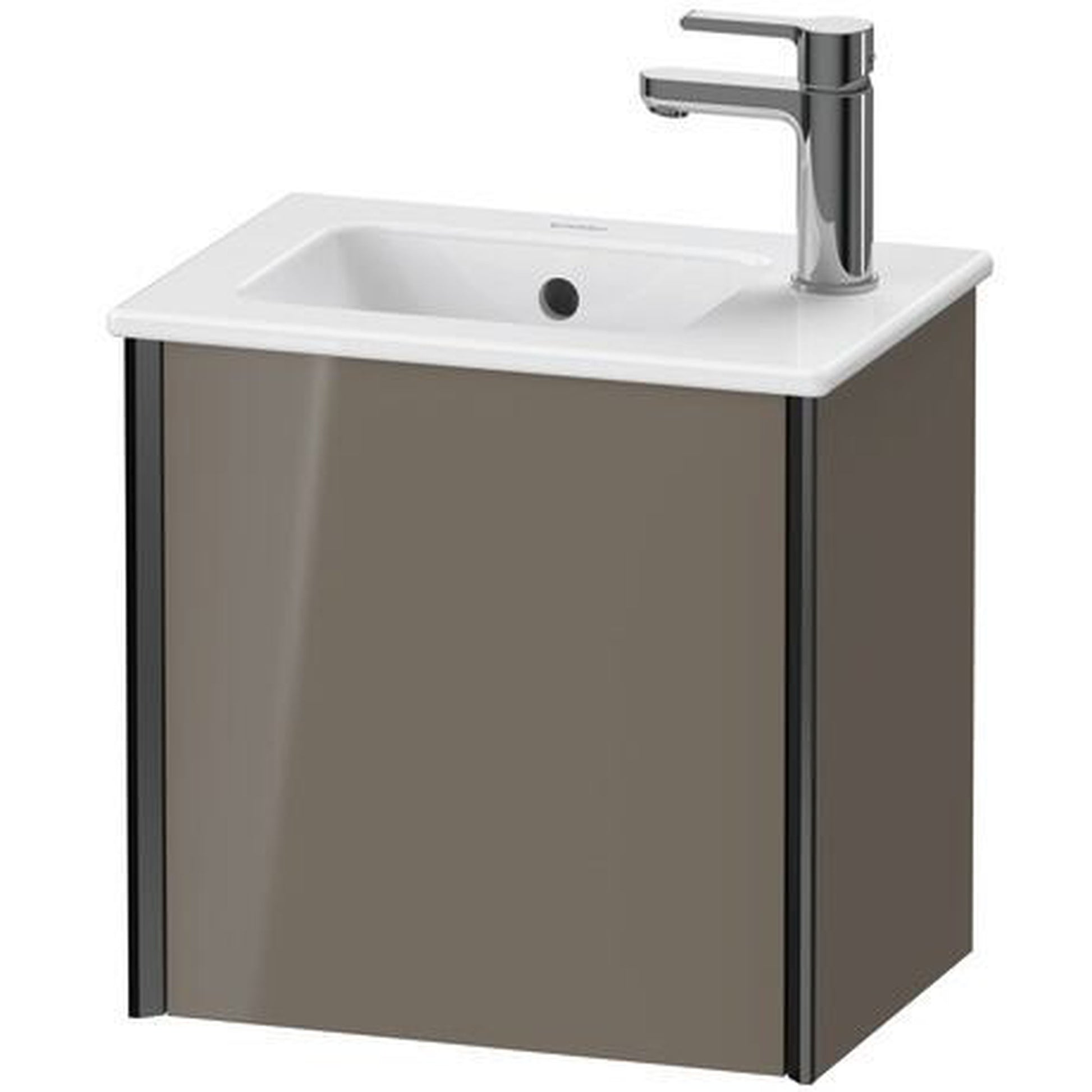 Duravit Xviu 16" x 16" x 11" One Door Wall-Mount Vanity Unit With Left Hinge, Flannel Grey High Gloss Lacquer (XV4024LB289)