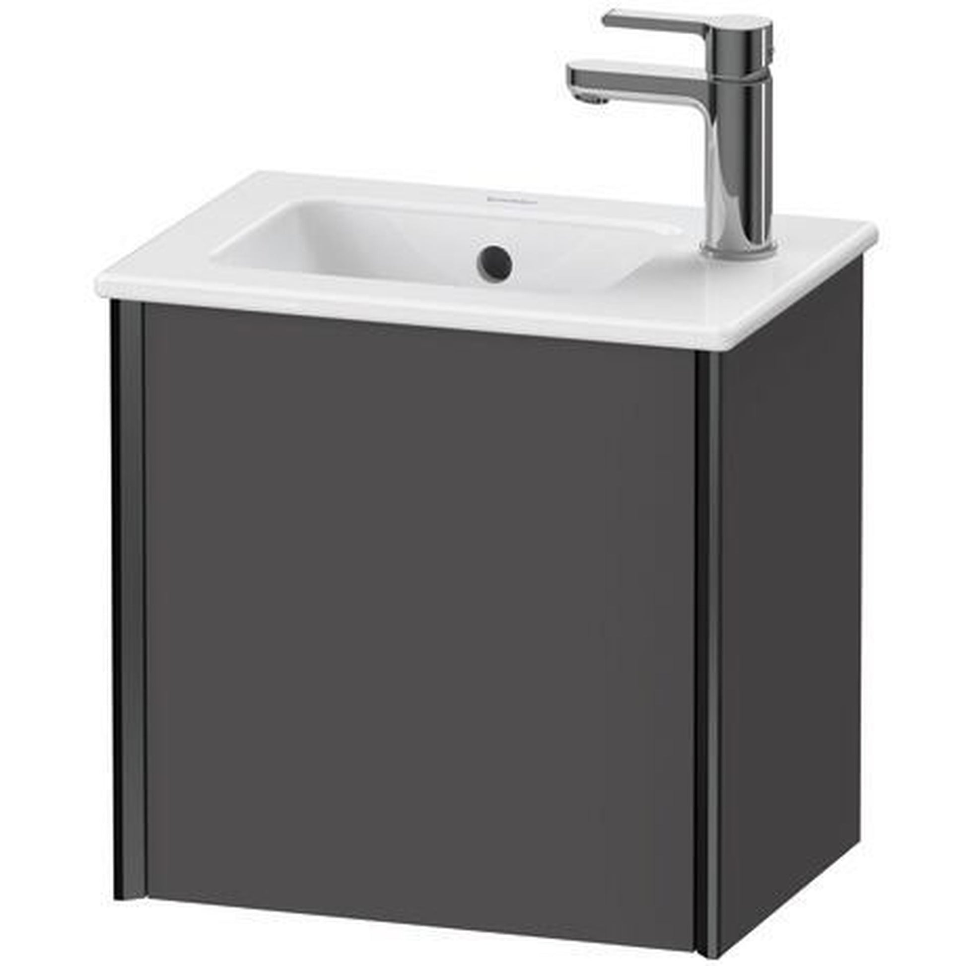 Duravit Xviu 16" x 16" x 11" One Door Wall-Mount Vanity Unit With Left Hinge, Graphite Matt (XV4024LB249)