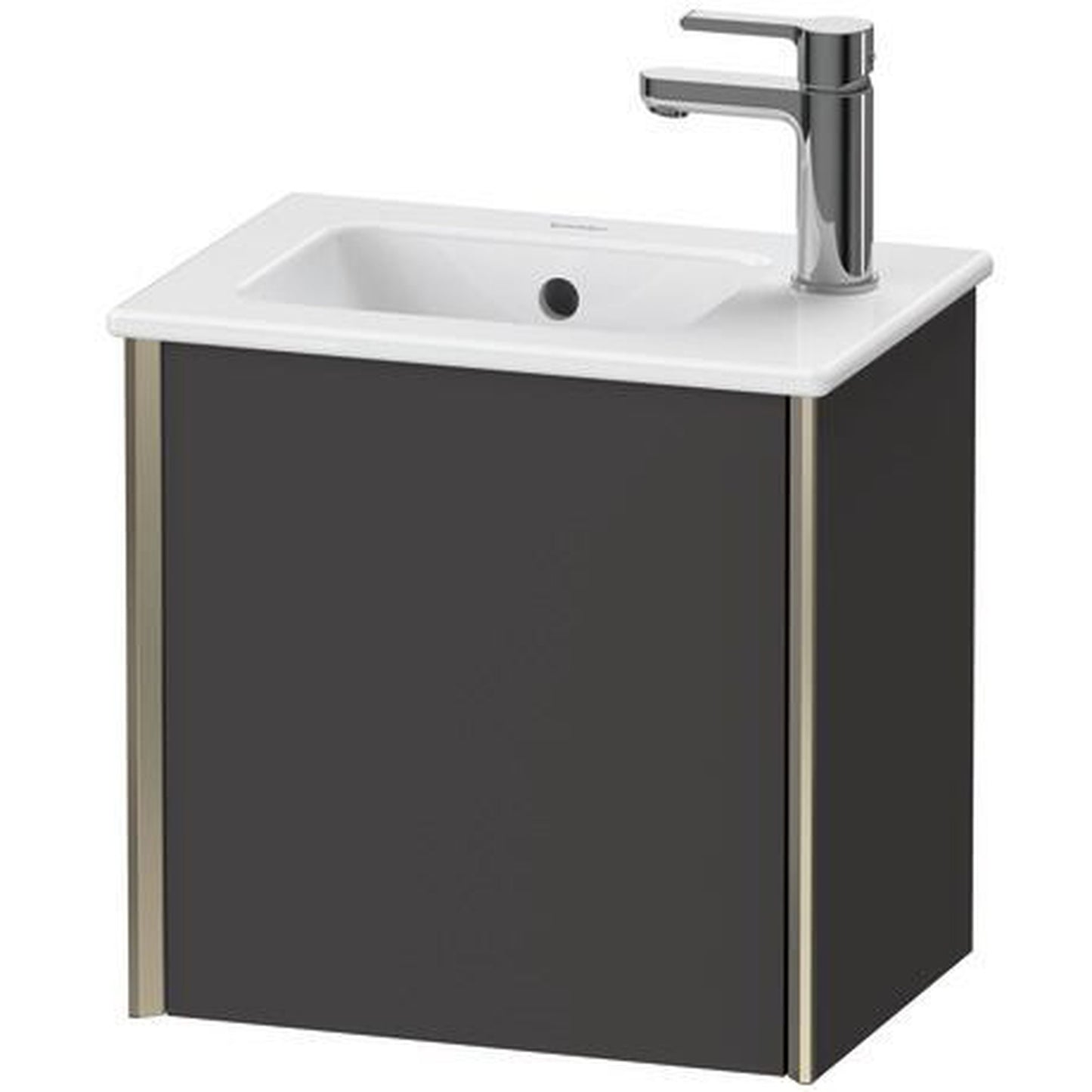 Duravit Xviu 16" x 16" x 11" One Door Wall-Mount Vanity Unit With Left Hinge, Graphite Super Matt (XV4024LB180)