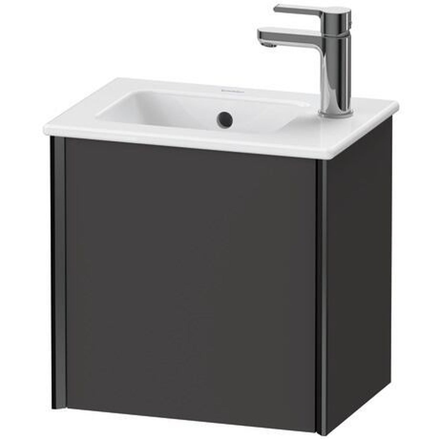 Duravit Xviu 16" x 16" x 11" One Door Wall-Mount Vanity Unit With Left Hinge, Graphite Super Matt (XV4024LB280)