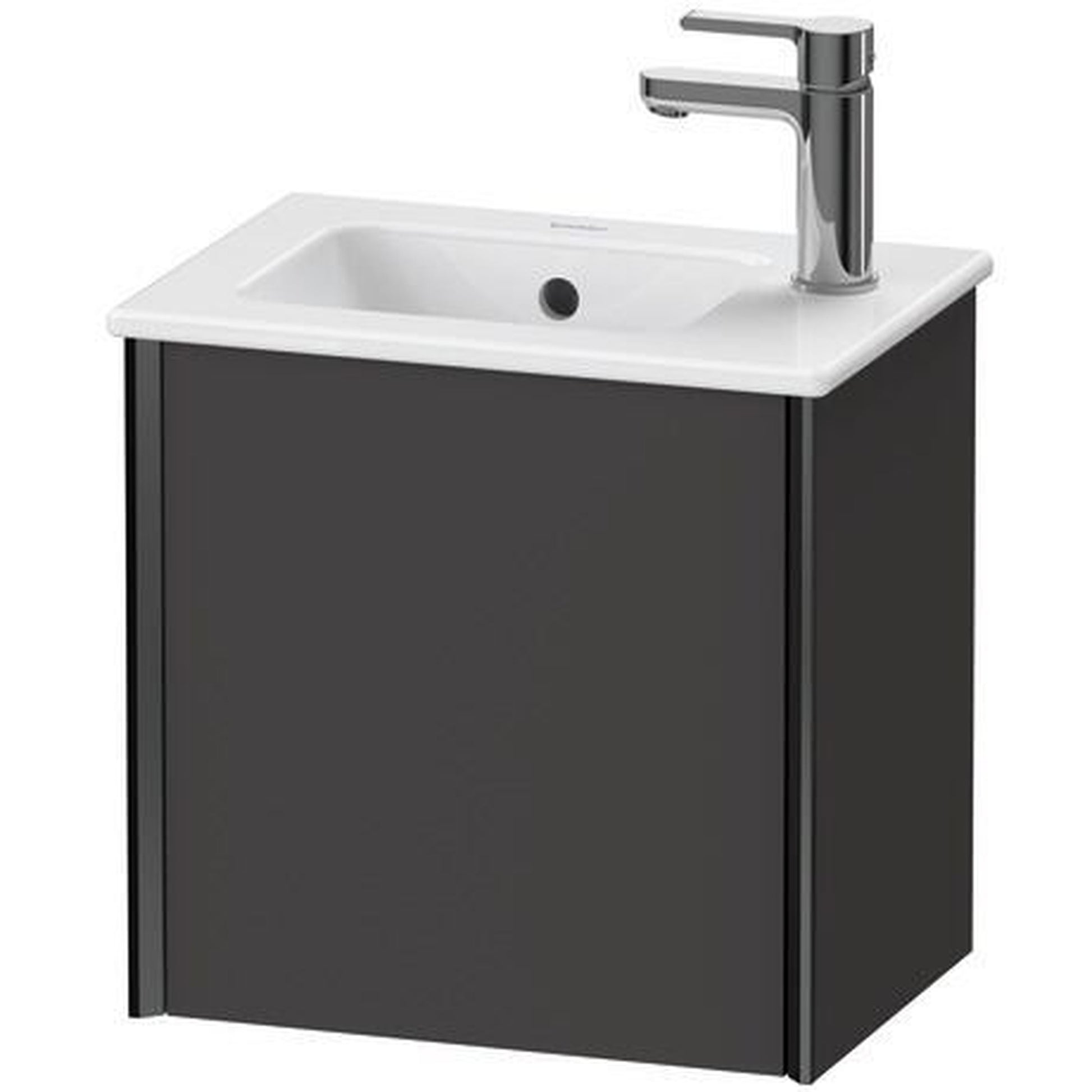 Duravit Xviu 16" x 16" x 11" One Door Wall-Mount Vanity Unit With Left Hinge, Graphite Super Matt (XV4024LB280)