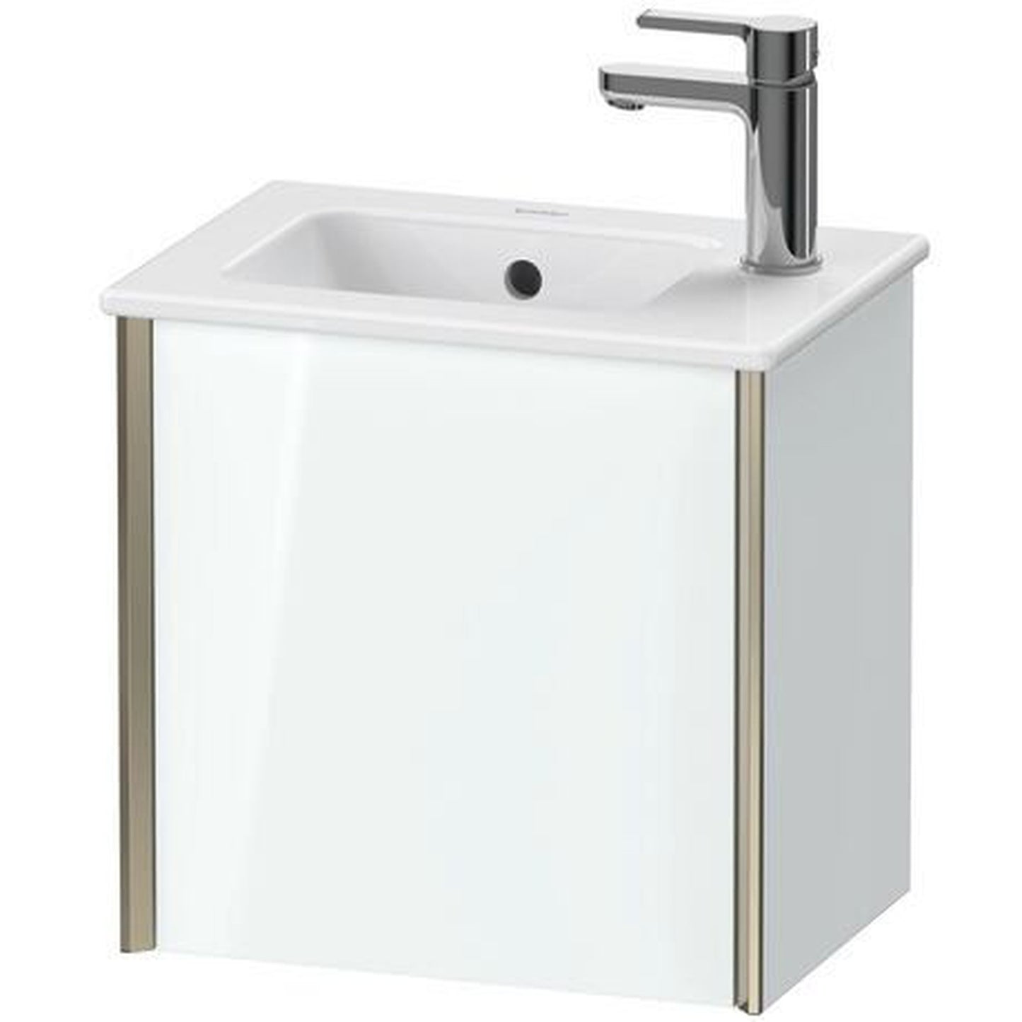 Duravit Xviu 16" x 16" x 11" One Door Wall-Mount Vanity Unit With Left Hinge, White High Gloss Lacquer (XV4024LB185)