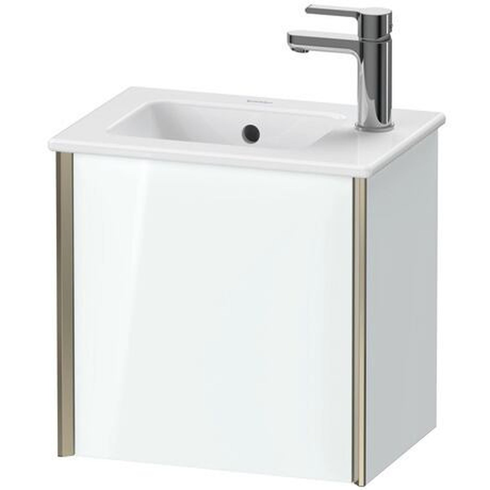 Duravit Xviu 16" x 16" x 11" One Door Wall-Mount Vanity Unit With Left Hinge, White High Gloss Lacquer (XV4024LB185)