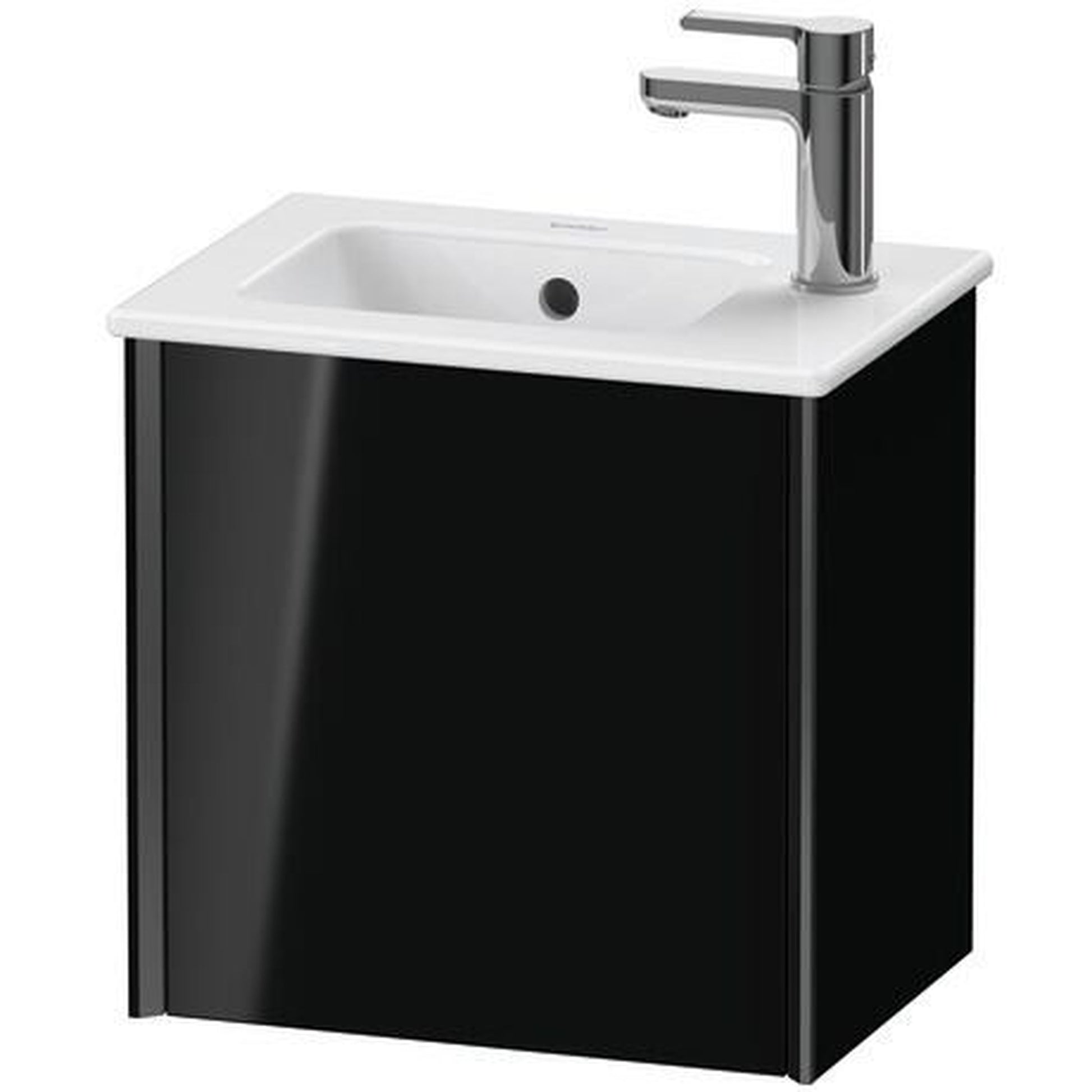 Duravit Xviu 16" x 16" x 11" One Door Wall-Mount Vanity Unit With Right Hinge, Black High Gloss Lacquer (XV4024RB240)