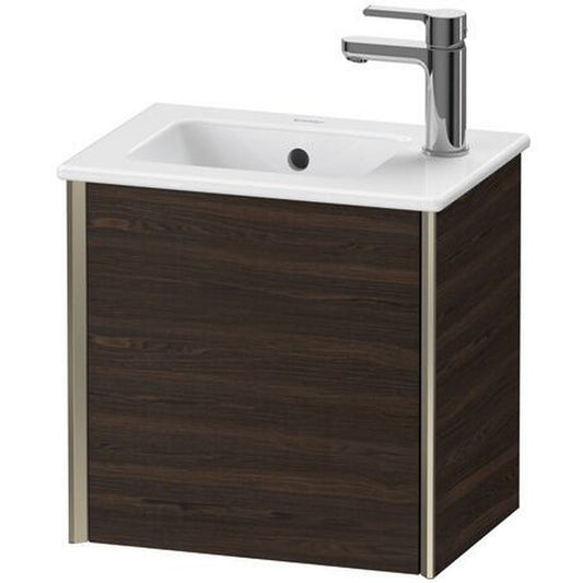 Duravit Xviu 16" x 16" x 11" One Door Wall-Mount Vanity Unit With Right Hinge, Brushed Walnut Real Wood Veneer (XV4024RB169)