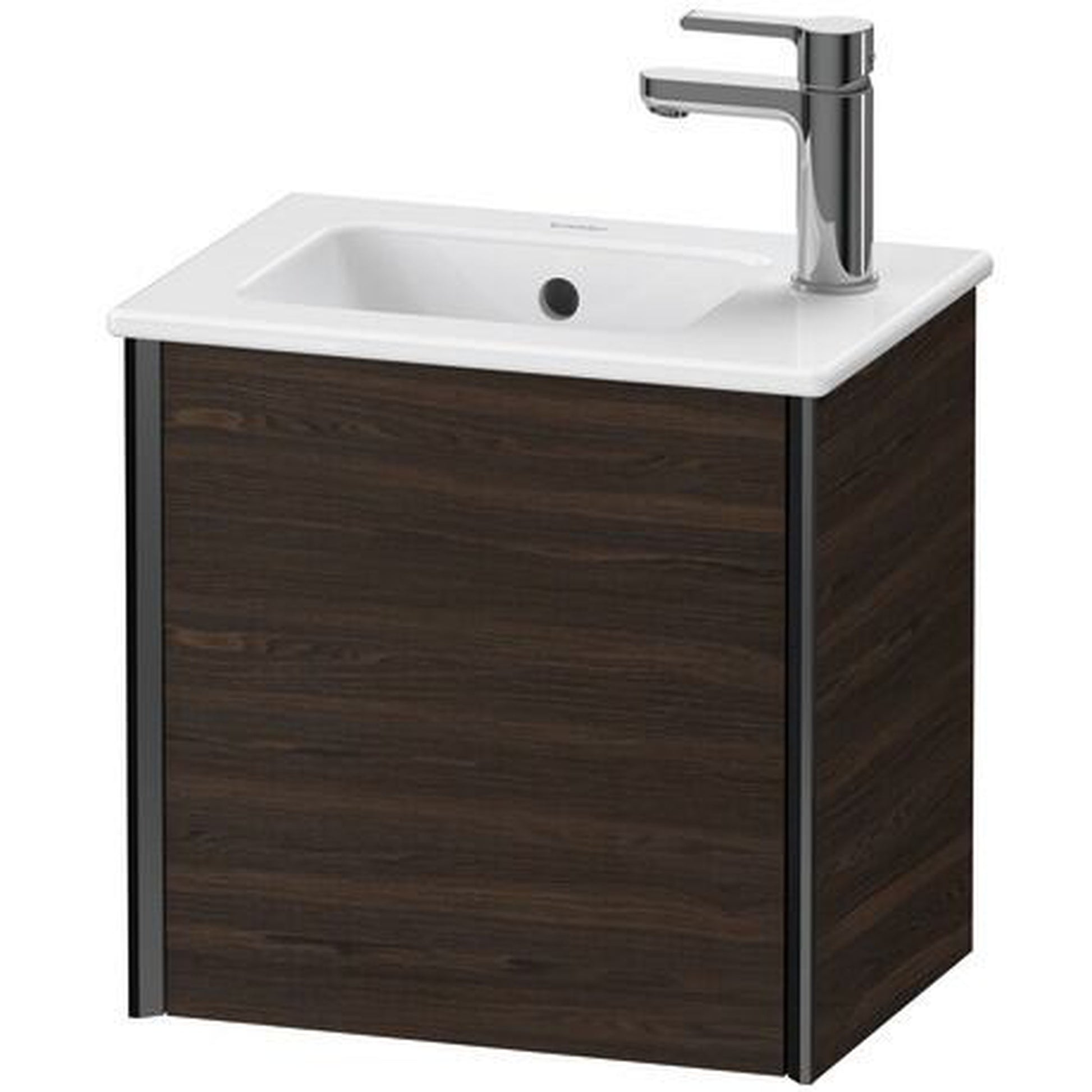Duravit Xviu 16" x 16" x 11" One Door Wall-Mount Vanity Unit With Right Hinge, Brushed Walnut Real Wood Veneer (XV4024RB269)