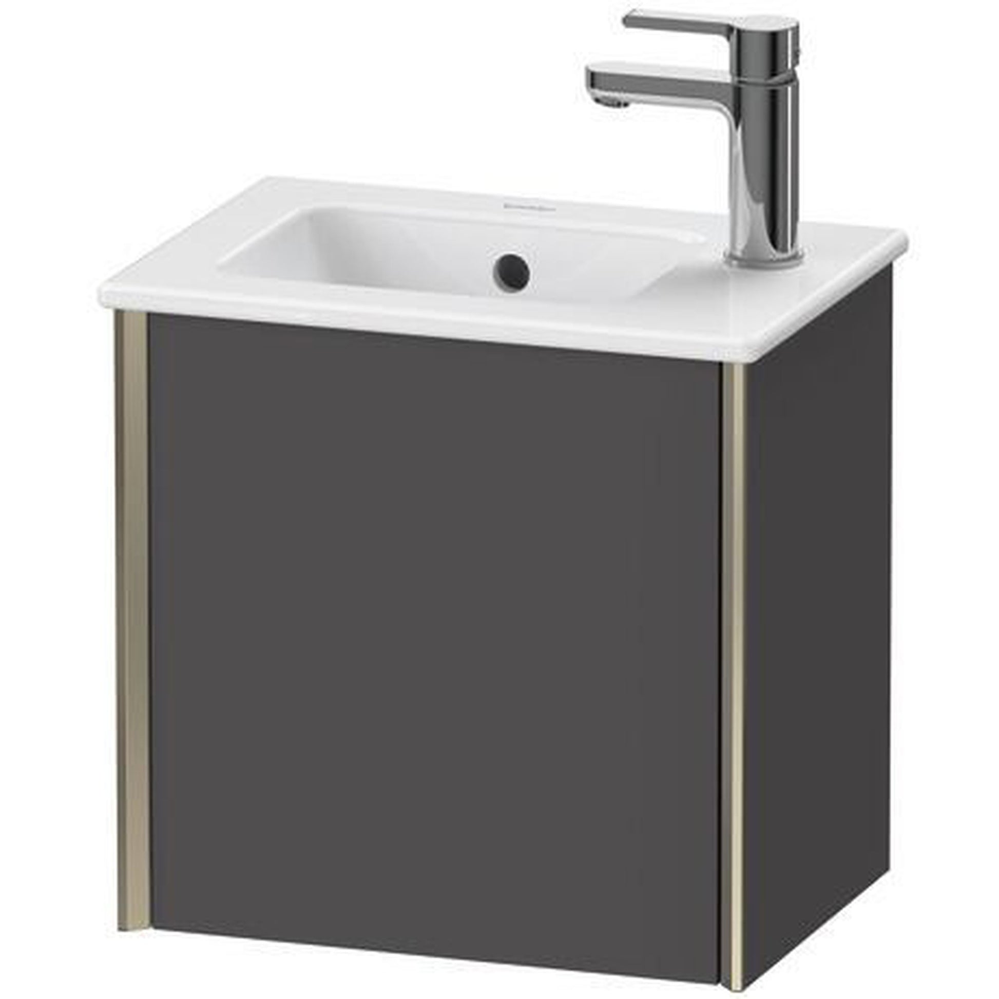 Duravit Xviu 16" x 16" x 11" One Door Wall-Mount Vanity Unit With Right Hinge, Graphite Matt (XV4024RB149)