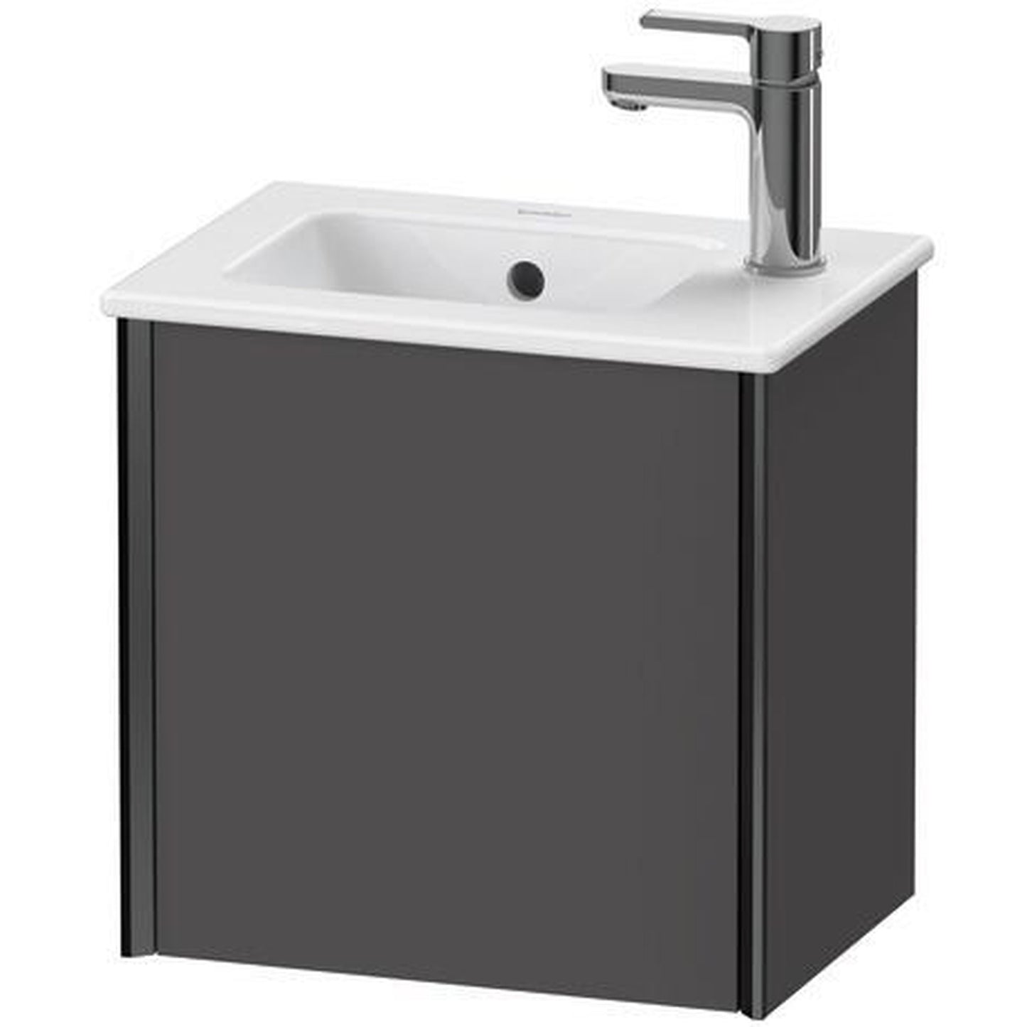 Duravit Xviu 16" x 16" x 11" One Door Wall-Mount Vanity Unit With Right Hinge, Graphite Matt (XV4024RB249)