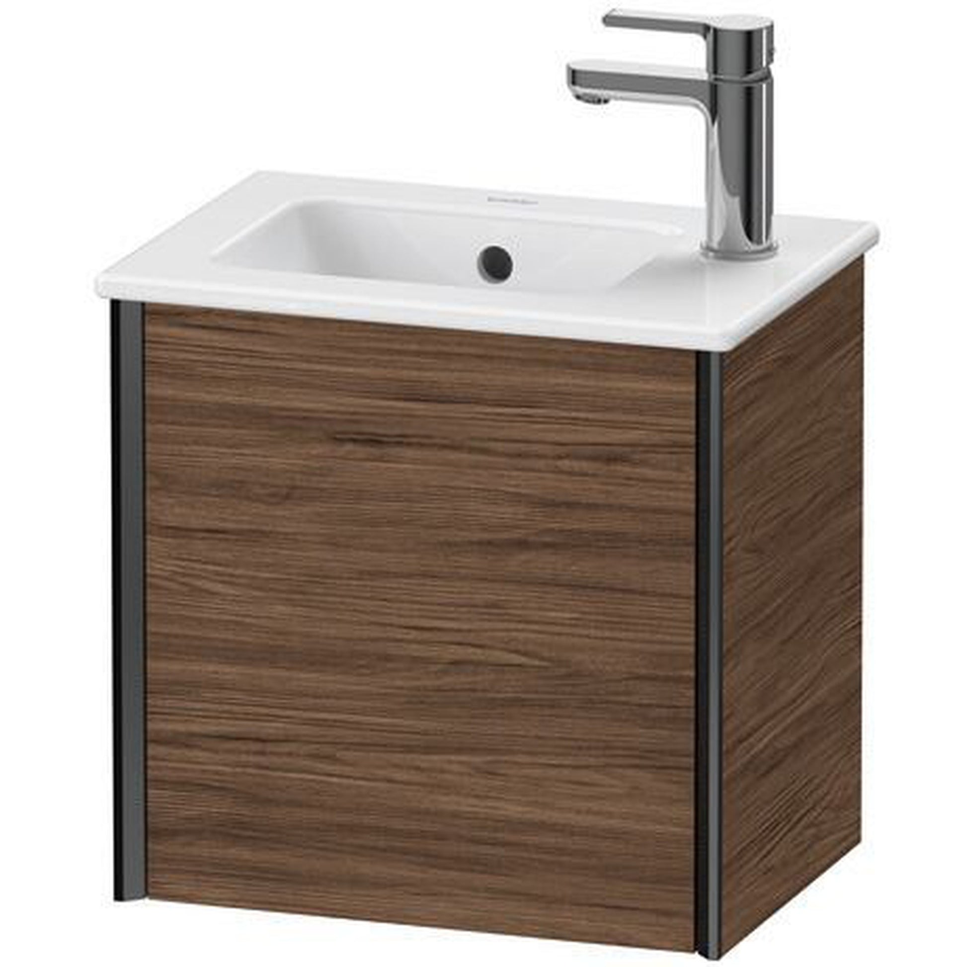 Duravit Xviu 16" x 16" x 11" One Door Wall-Mount Vanity Unit With Right Hinge, Walnut Dark (XV4024RB221)
