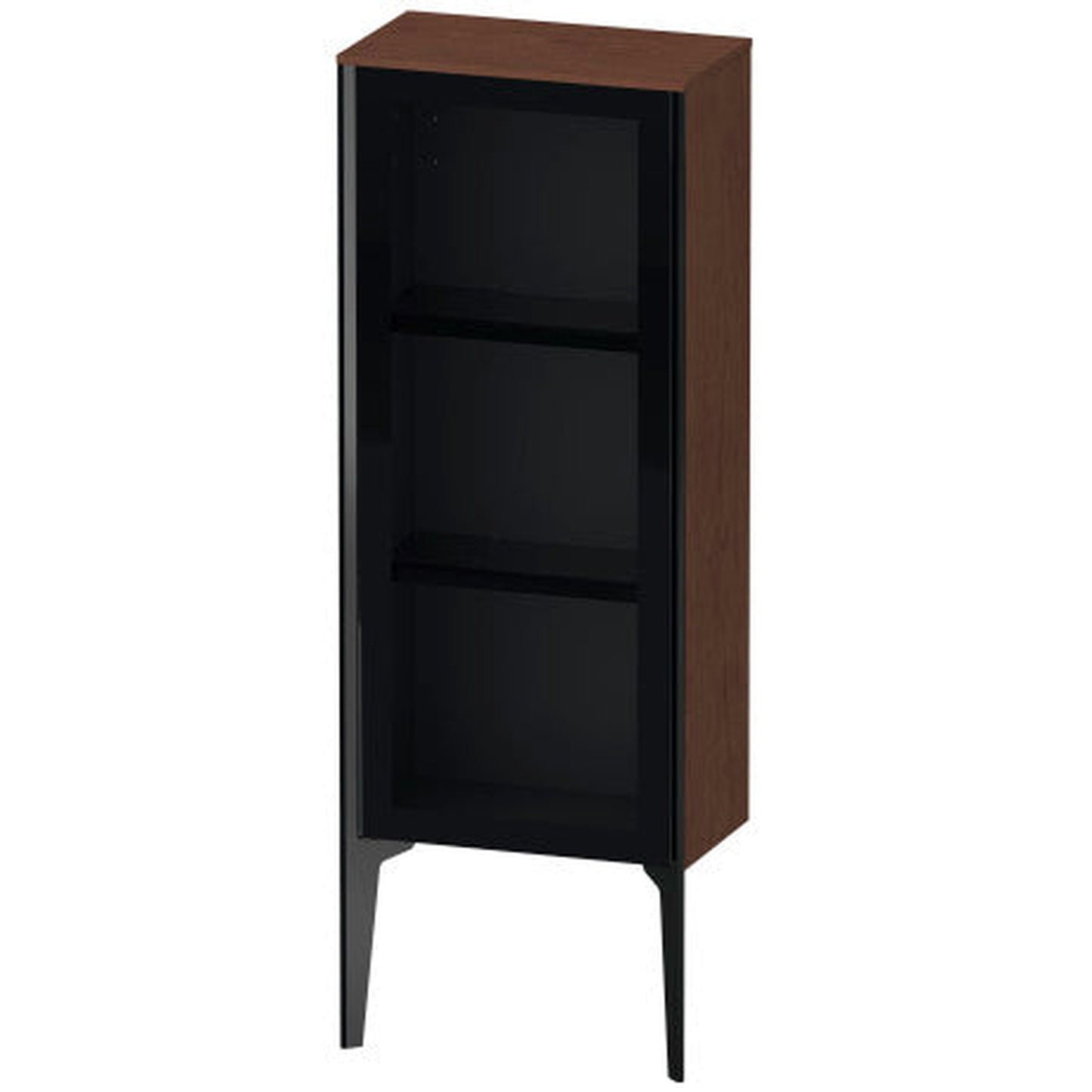 Duravit Xviu 16" x 35" Semi Tall Cabinet With Left Hinge, Black Matt and American Walnut Finish (XV1360LB213)