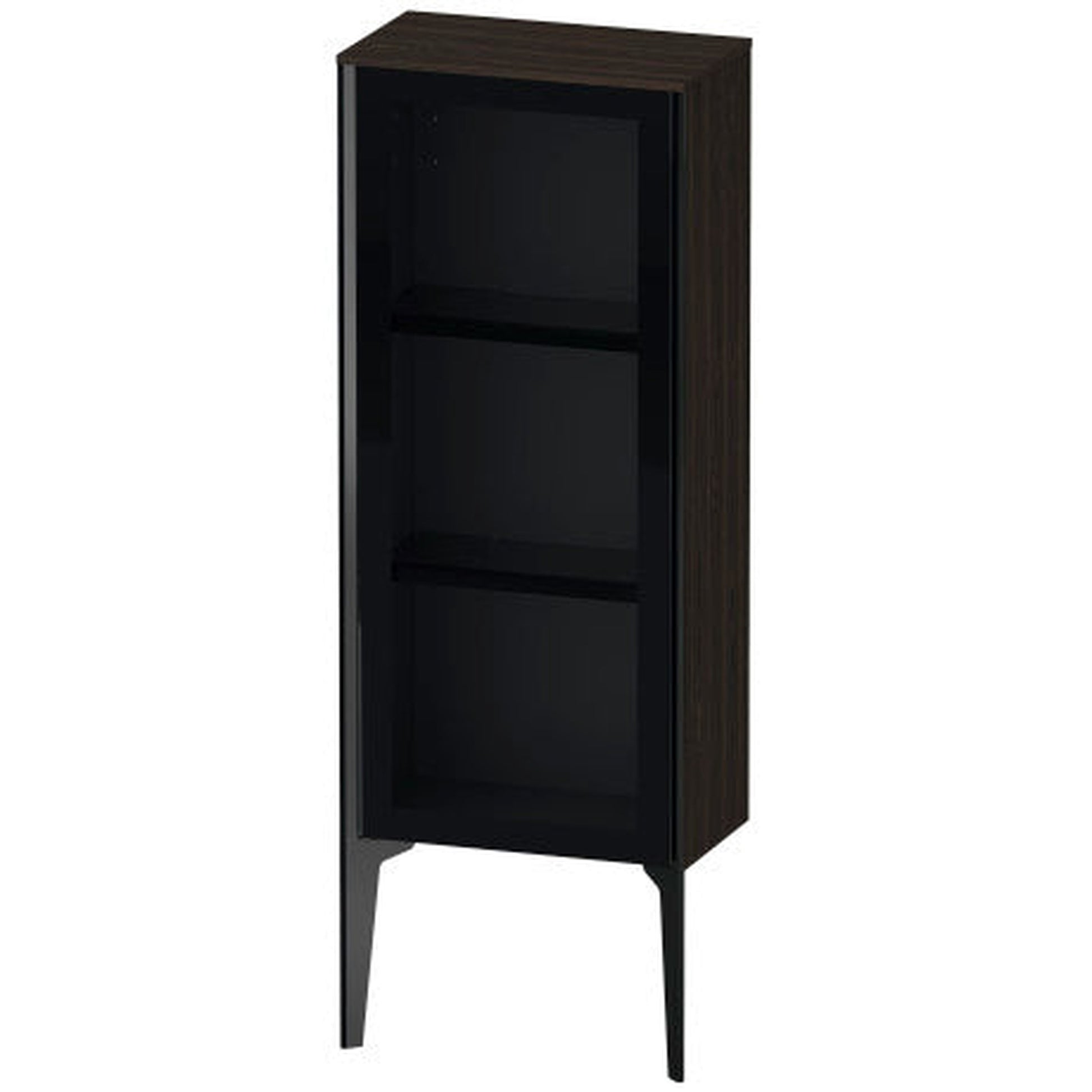 Duravit Xviu 16" x 35" Semi Tall Cabinet With Left Hinge, Black Matt and Brushed Walnut Real Wood Veneer Finish (XV1360LB269)