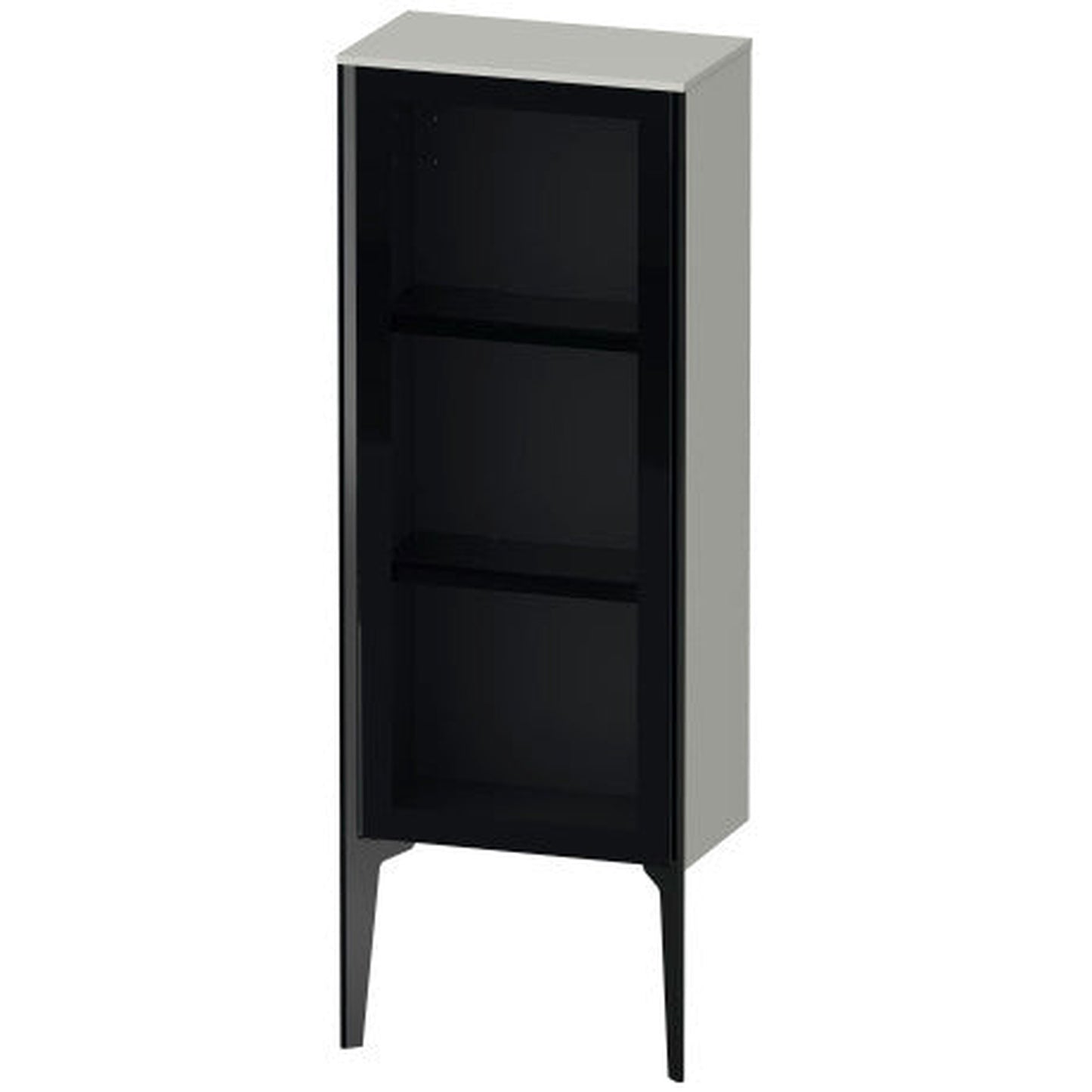 Duravit Xviu 16" x 35" Semi Tall Cabinet With Left Hinge, Black Matt and Concrete Grey Matt Finish (XV1360LB207)