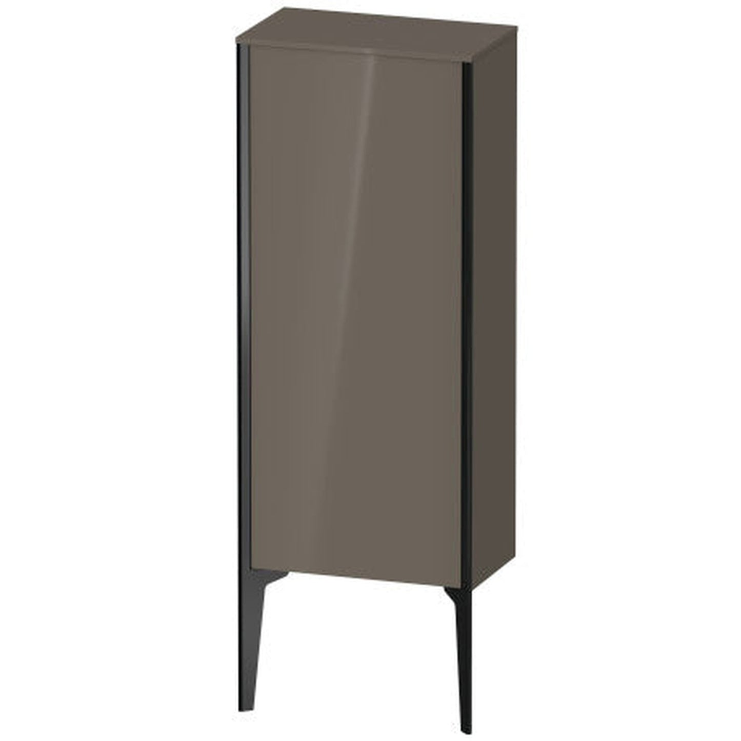 Duravit Xviu 16" x 35" Semi Tall Cabinet With Left Hinge, Black Matt and Flannel Grey High Gloss Lacquer Finish (XV1305LB289)