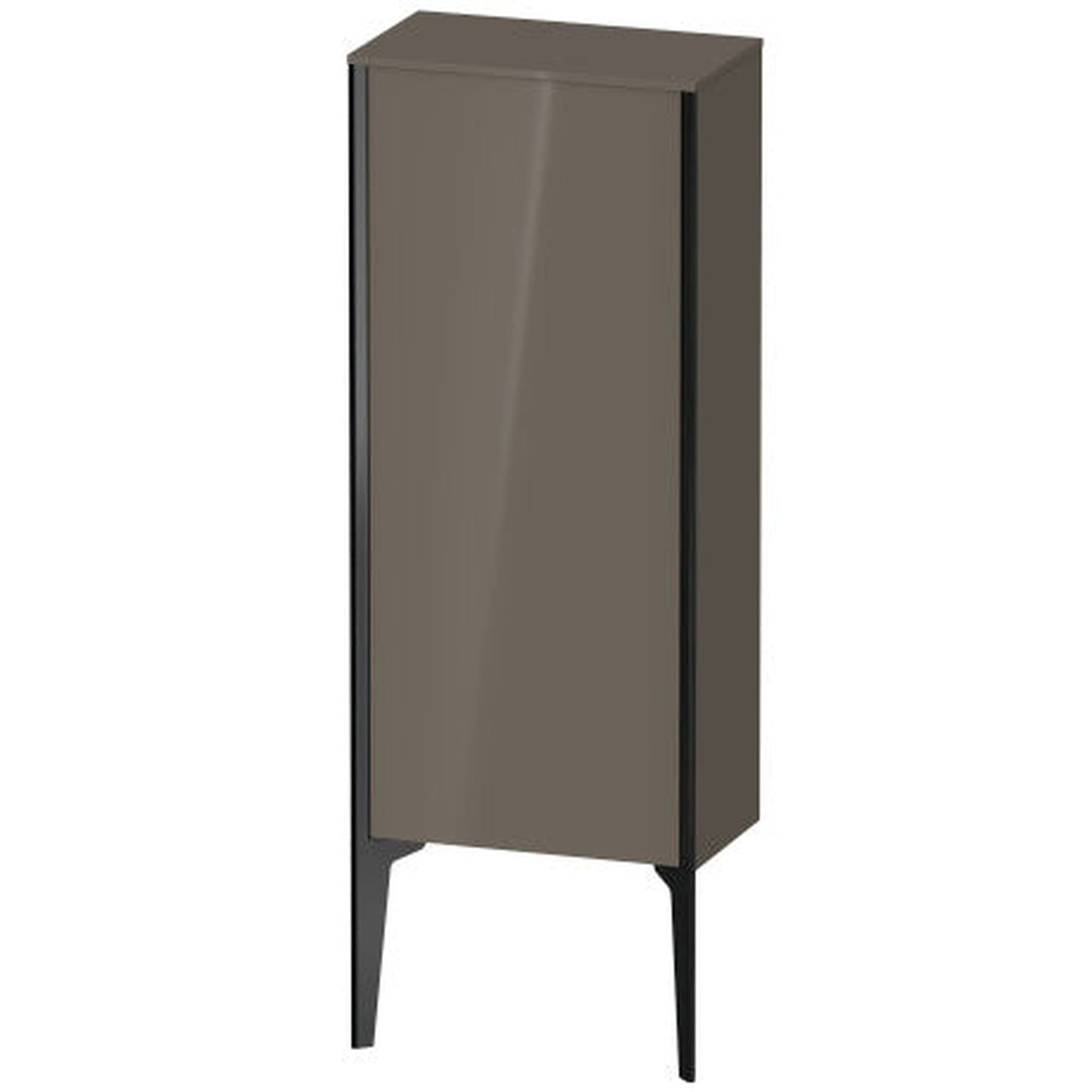 Duravit Xviu 16" x 35" Semi Tall Cabinet With Left Hinge, Black Matt and Flannel Grey High Gloss Lacquer Finish (XV1305LB289)