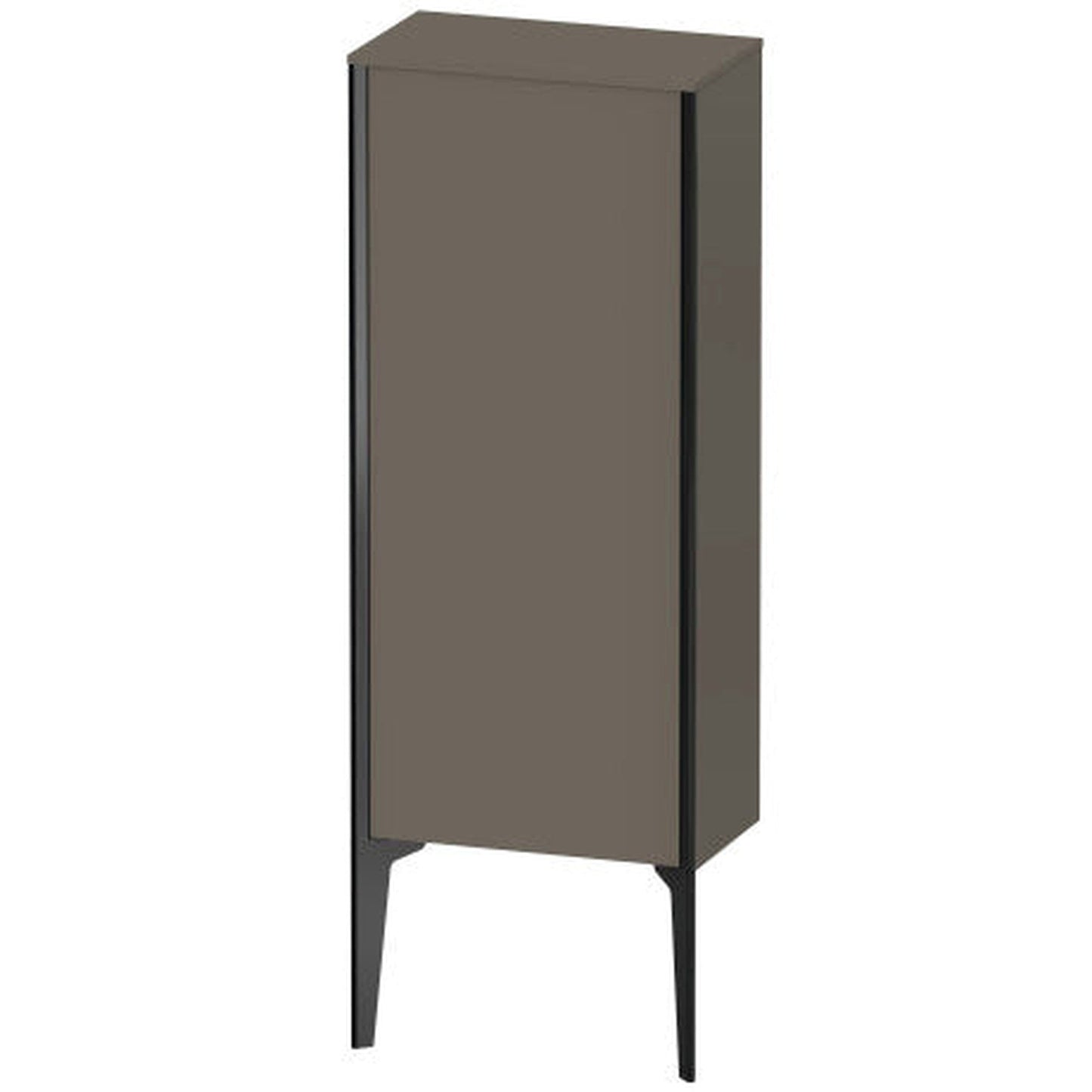 Duravit Xviu 16" x 35" Semi Tall Cabinet With Left Hinge, Black Matt and Flannel Grey Satin Matt Lacquer Finish (XV1305-LB)