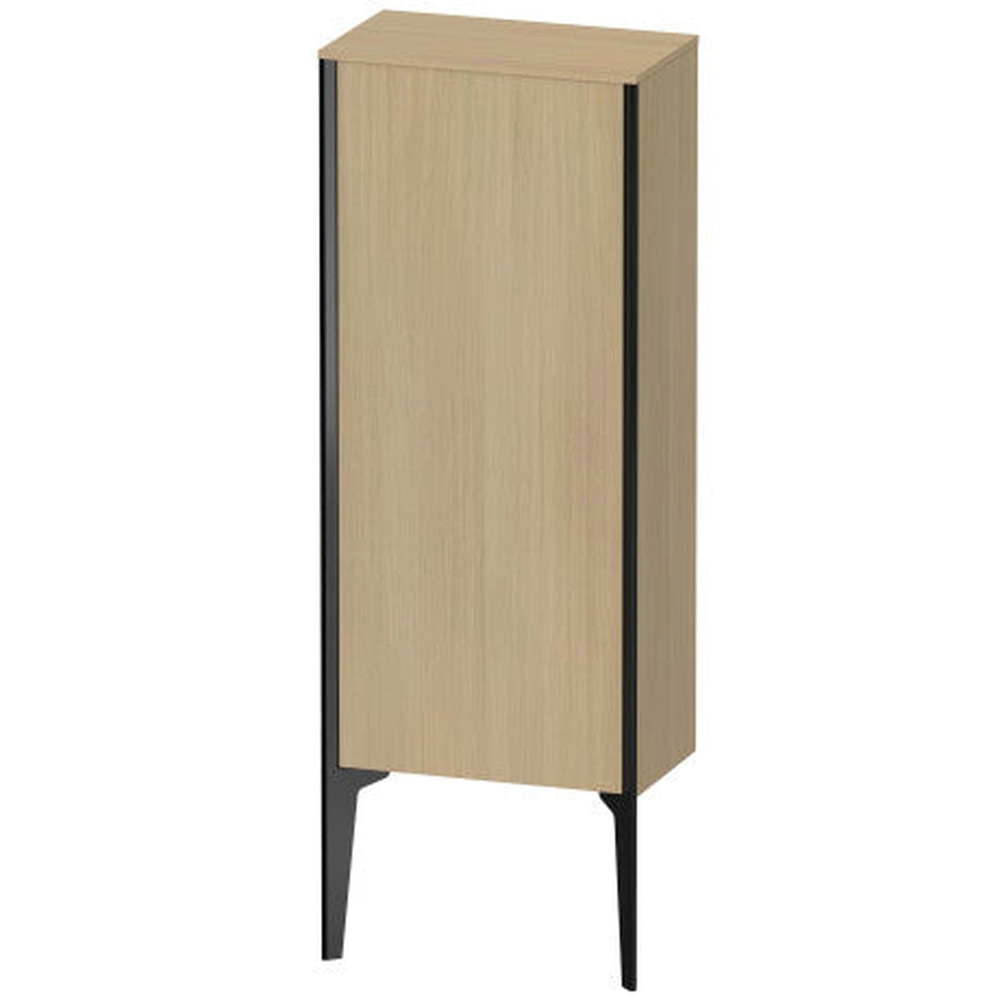 Duravit Xviu 16" x 35" Semi Tall Cabinet With Left Hinge, Black Matt and Mediterreanean Oak Real Wood Veneer Finish (XV1305-LB)