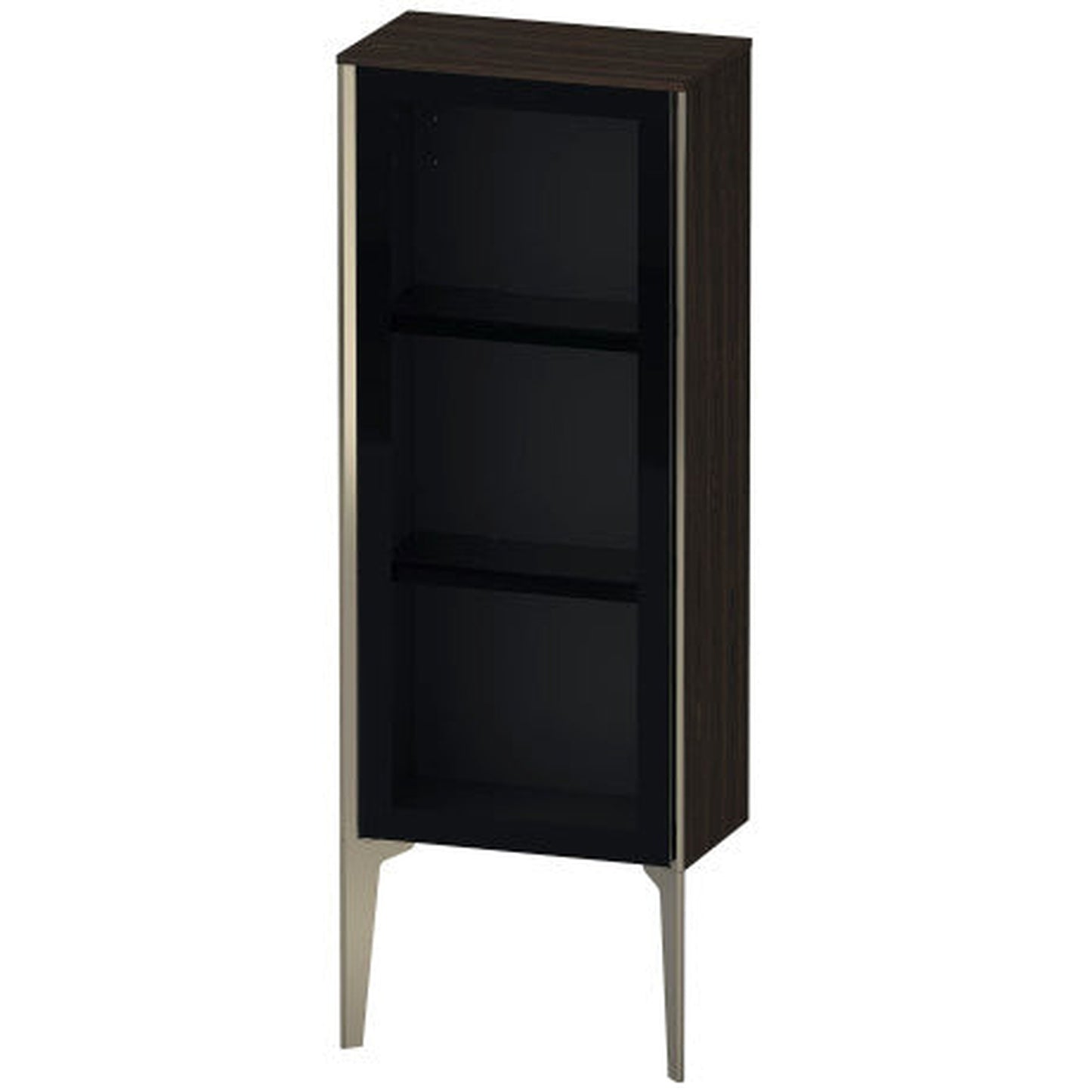 Duravit Xviu 16" x 35" Semi Tall Cabinet With Left Hinge, Champagne Matt and Brushed Walnut Real Wood Veneer Finish (XV1360LB169)