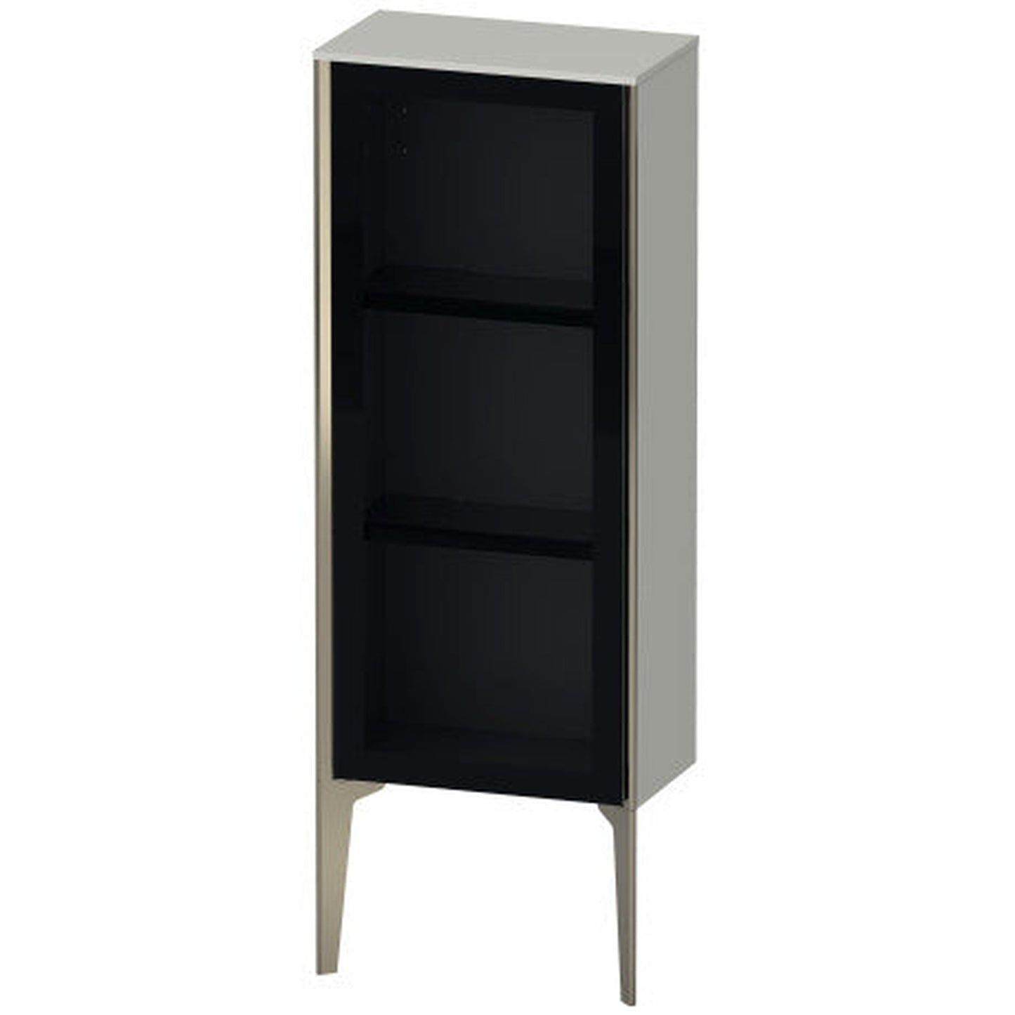 Duravit Xviu 16" x 35" Semi Tall Cabinet With Left Hinge, Champagne Matt and Concrete Grey Matt Finish (XV1360LB107)
